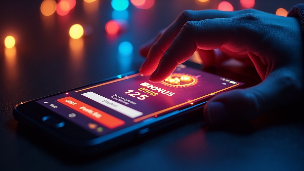 Mano ingresando un código promocional en una pantalla de casino