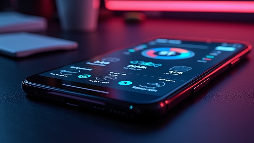 Teléfono Android con indicadores de rendimiento y compatibilidad de la app
