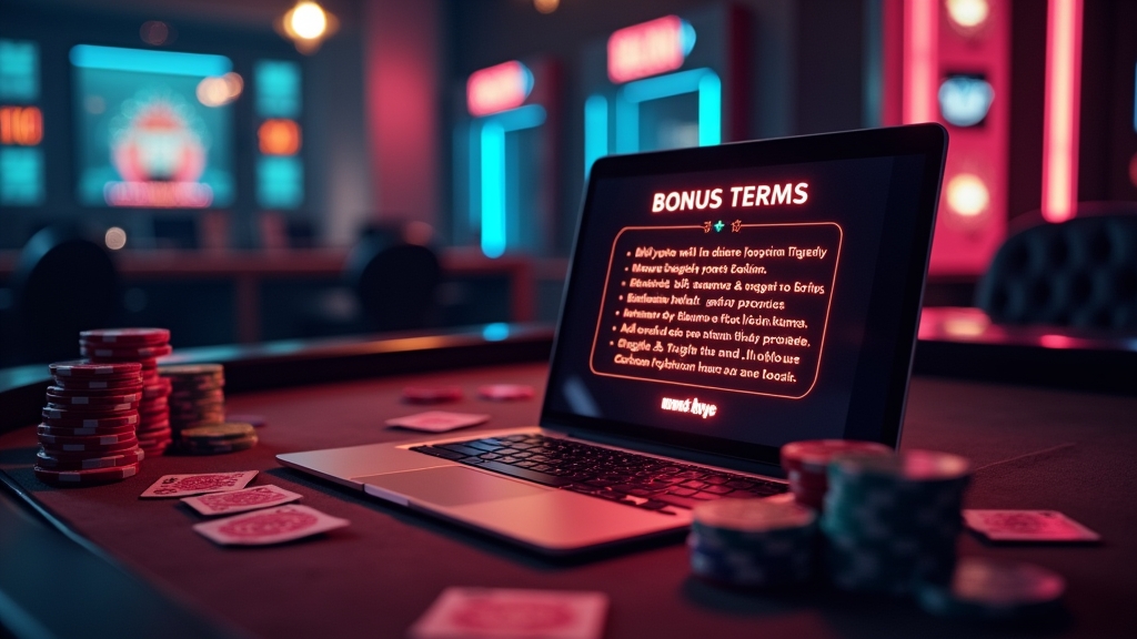 Pantalla de términos del bono con barra de progreso y ambiente de casino