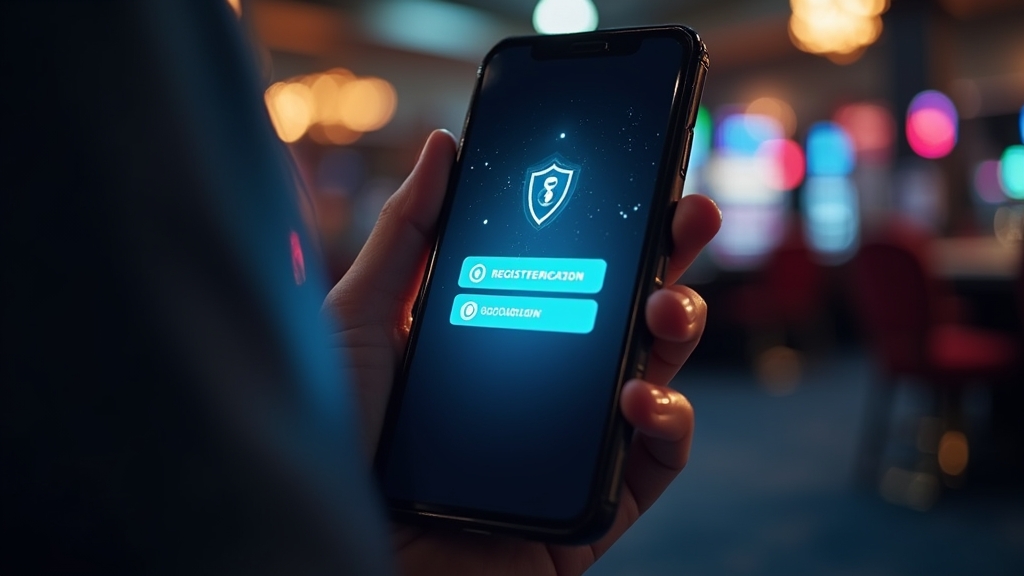 Teléfono con registro completado y símbolos de seguridad
